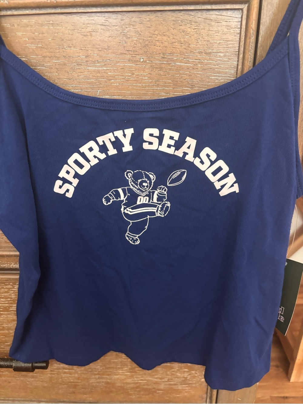wild fable Navy Tank Top with White 'Sporty Season' Bear Graphic